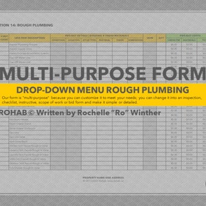 Modelo de formulário de construção de encanamento bruto com menu suspenso