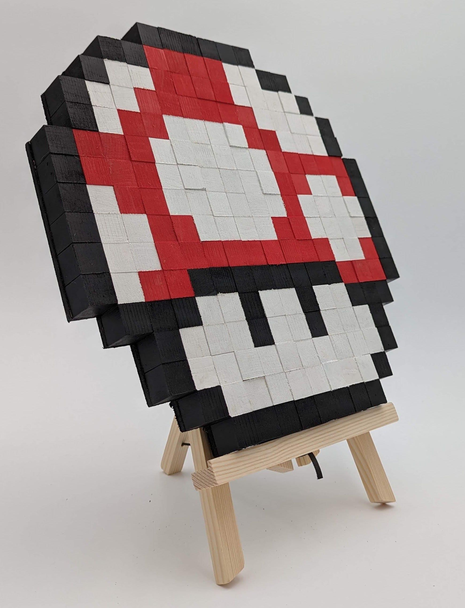Mario Mushroom 8-bit Wooden Pixel Art - Etsy