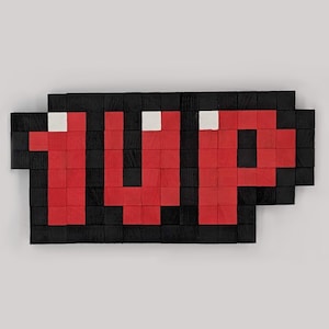 Super Mario 1UP 8-bit Wooden Pixel Art