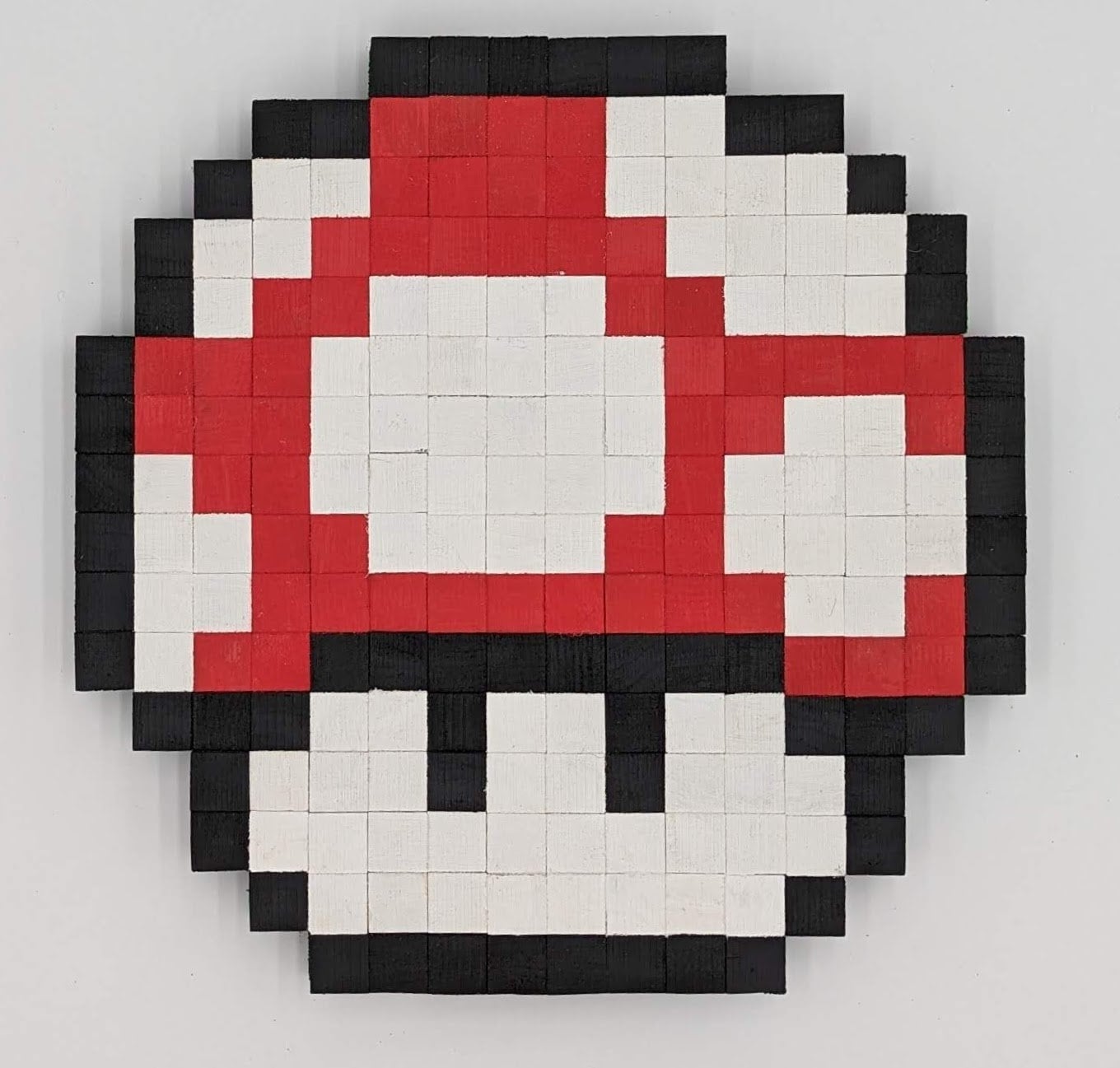 Mario Mushroom 8-bit Wooden Pixel Art - Etsy