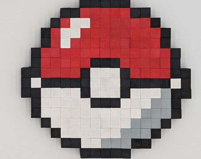 Pokeball 8-bit Wooden Pixel Art