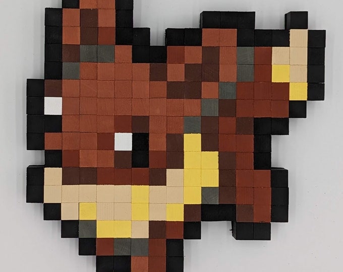 Eevee 8-bit Wooden Pixel Art