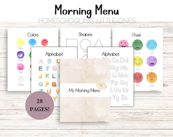 Menú matutino para la educación en casa: Hojas de trabajo para preescolar y jardín de infancia (PDF imprimible)