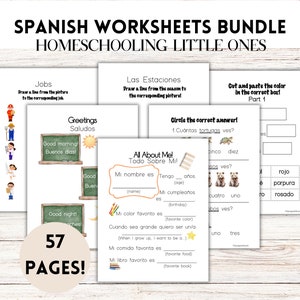 Spanish Morning Menu Homeschool Printables Preschool and Kindergarten 1st Morning Time Busy Book Bundle Menu Pages Bilingual Worksheets