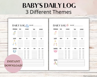 Baby Daily Log Printable: Infant Tracker, Nanny Report (PDF)