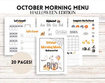 Halloween Morning Menu, Preschool Worksheets (Printable PDF)