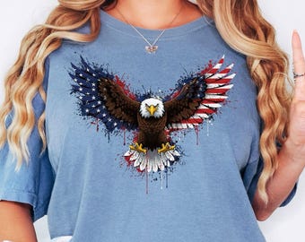 Comfort Colors® American Eagle Shirt, Patriotic Eagle Shirt, USA Flag Shirt, 4th Of July Shirt, Freedom Eagle Shirt, Independence Day Shirt