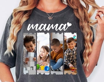 Comfort Colors® Mama Photo Shirt, Custom Photo Mama Shirt, Personalized Picture Shirt, Mothers Day Gift Shirt, Custom Kids Photo Shirt