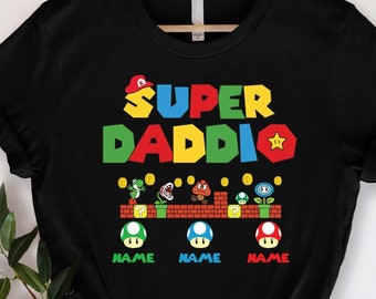 Custom Super Daddio Shirt, Personalized Kids Name Dad Shirt, Daddy Shirt, Father's Day Shirt, Gift for Dad, Super Dad Shirt ,Gamer Daddy Tee