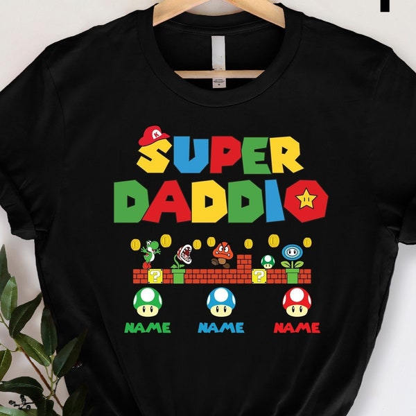 Custom Super Daddio Shirt, Personalized Kids Name Dad Shirt, Daddy Shirt, Father's Day Shirt, Gift for Dad, Super Dad Shirt ,Gamer Daddy Tee