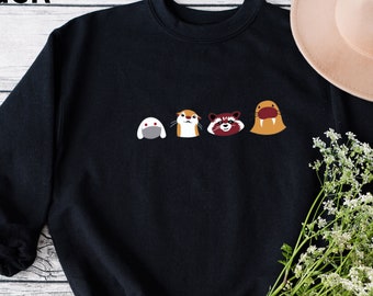 Guardians Of The Galaxy Sweatshirt, Rocket And Friends Sweatshirt, Rocket Raccoon Sweatshirt, Animal Lover Sweatshirt, Unisex Sweatshirt