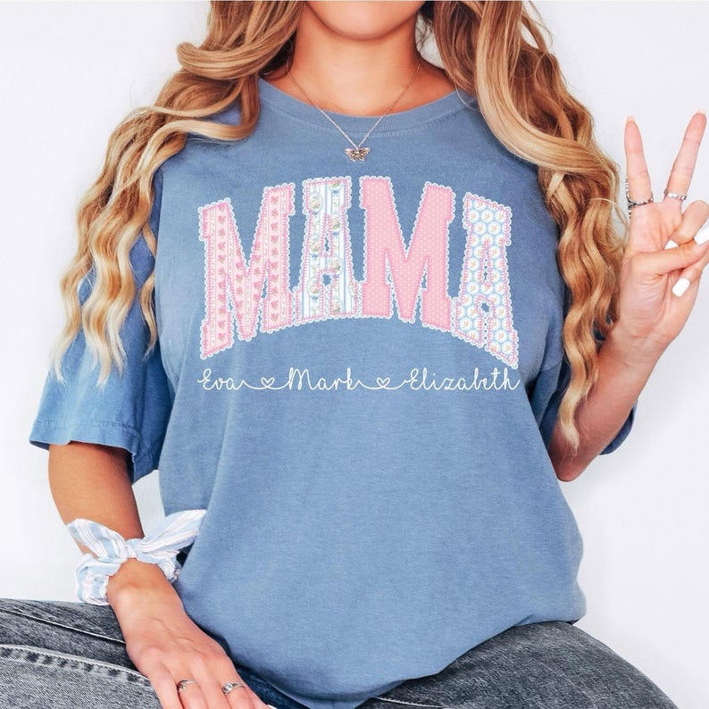 Comfort Colors® Mama Shirt, Personalized Mama Shirt, Custom Name Mama Shirt, Kids Names Shirt, Mothers Day Gift, Print Only — Not a Patch image 3