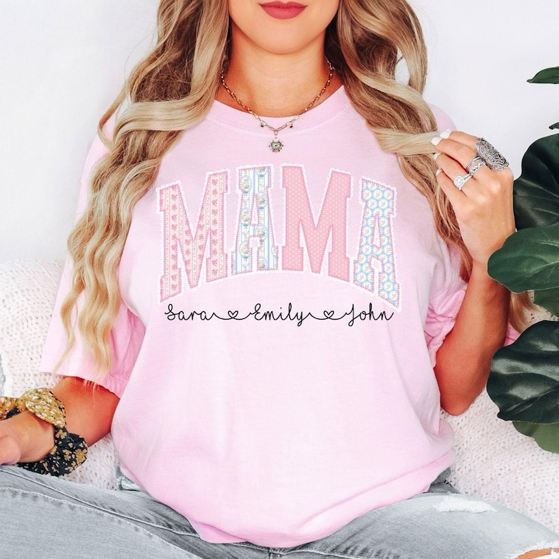 Comfort Colors® Mama Shirt, Personalized Mama Shirt, Custom Name Mama Shirt, Kids Names Shirt, Mothers Day Gift, Print Only — Not a Patch image 2
