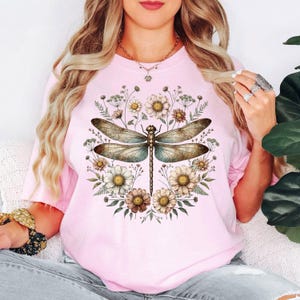 Comfort Colors® Dragonfly Shirt, Vintage Floral Dragonfly Shirt, Cottagecore Shirt, Botanical Insect Shirt, Nature Lover Gift Shirt image 4