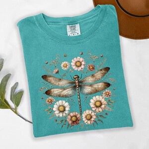 Comfort Colors® Dragonfly Shirt, Vintage Floral Dragonfly Shirt, Cottagecore Shirt, Botanical Insect Shirt, Nature Lover Gift Shirt image 5