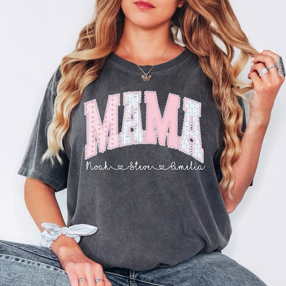 Comfort Colors® Mama Shirt, Personalized Mama Shirt, Custom Name Mama Shirt, Kids Names Shirt, Mothers Day Gift, Print Only — Not a Patch