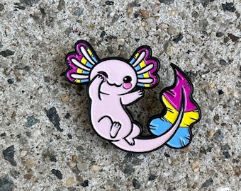 Pansexual Axolotl Enamel Pin | Gay Pride LGBT Badge | Enby | Pink | Animal | Soft Pin | Pan