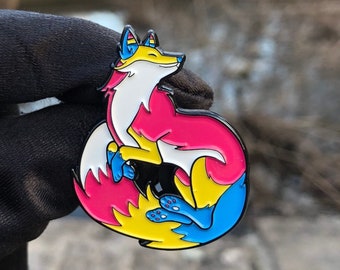 Panseksuele Fox pin | LGBT-trots | Zachte emaille pin | Insigne | Revers | LGBTQIA+ | Vosspeld | Regenboog | Dierenpin | Homovlag | Pannen | Wolf | Vos