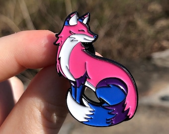 Biseksuele vospin | LGBT Pride | Zachte emaille pin | Bi-badge | Revers | LGBTQIA+ | Vosspeld | Regenboog | Dierenspeld | Vlag | Regenboog | Wolf | Vos: