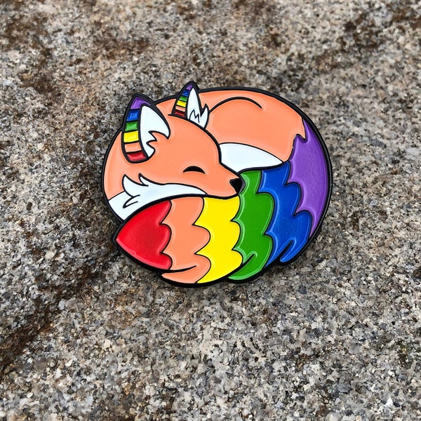 Rainbow Fox Pin | LGBT Pride | Soft Enamel Pin | Gay Badge | Lapel | LGBT | Fox Pin | Rainbow | Animal Pin | Gay Flag | Rainbow | Wolf | Fox