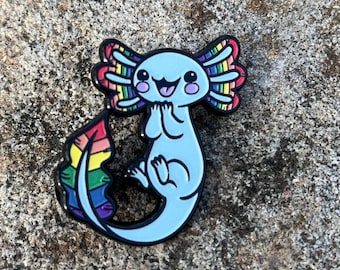 Rainbow Axolotl Enamel Pin | Gay Pride LGBT Badge