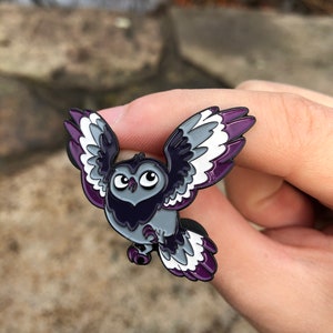 Asexual Owl Enamel Pin | Owl Pin | Bird Pin | Ace Pride Pin | Subtle Pride Pin | Ace Pride | Soft Enamel Pin | Lapel | LGBTQIA+ Gift | LGBT