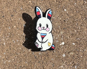 Polyamorous Pride Bunny Pin: LGBT Soft Enamel Lapel Badge