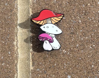 Lesbian Pride Mushroom Pin: LGBT Soft Enamel Lapel Badge