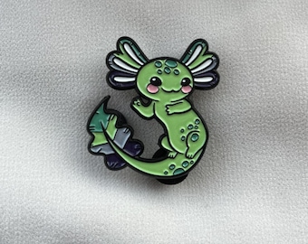Aromantic Axolotl Enamel Pin | Gay Pride LGBT Badge | Enby | Green | Animal | Soft Pin | Trans | Queer | Love | Badge | Aro | Ace | Demi