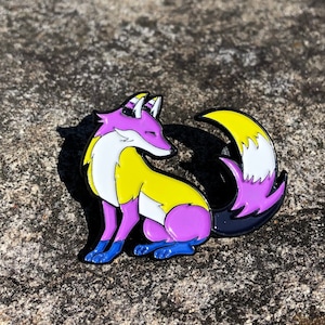 Non-Binary Fox Enamel Pin: LGBT Pride Badge