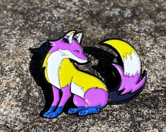 Non-Binary Fox Enamel Pin: LGBT Pride Badge