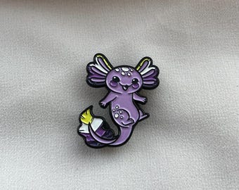 Non Binary Axolotl Enamel Pin | Gay Pride LGBT Badge | Enby | Purple | Animal | Soft Pin | Trans | Queer | Love | Badge