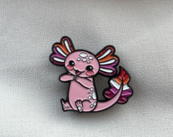 Lesbian Axolotl Enamel Pin | Gay Pride LGBT Badge | Enby | Women | Animal | Soft Pin | WLW | Queer | Love | Badge | Rainbow | Gay |