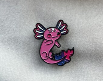 Bisexual Axolotl Enamel Pin | Gay Pride LGBT Badge | Enby | Pink | Animal | Soft Pin | Trans | Queer | Love | Badge