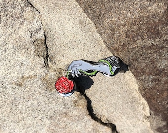 Rose Werewolf Hand Enamel Pin | Comic Book Badge