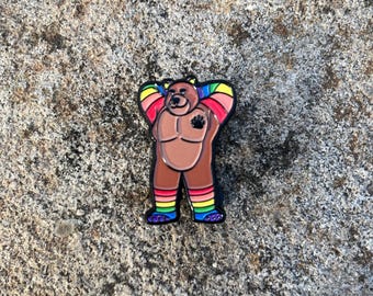 Rainbow Grizzly Bear Pride Pin | LGBT Enamel Lapel