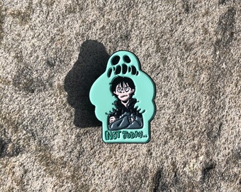 Haunting Bram Ghost Enamel Pin: Not Today Satan Comic Badge Halloween