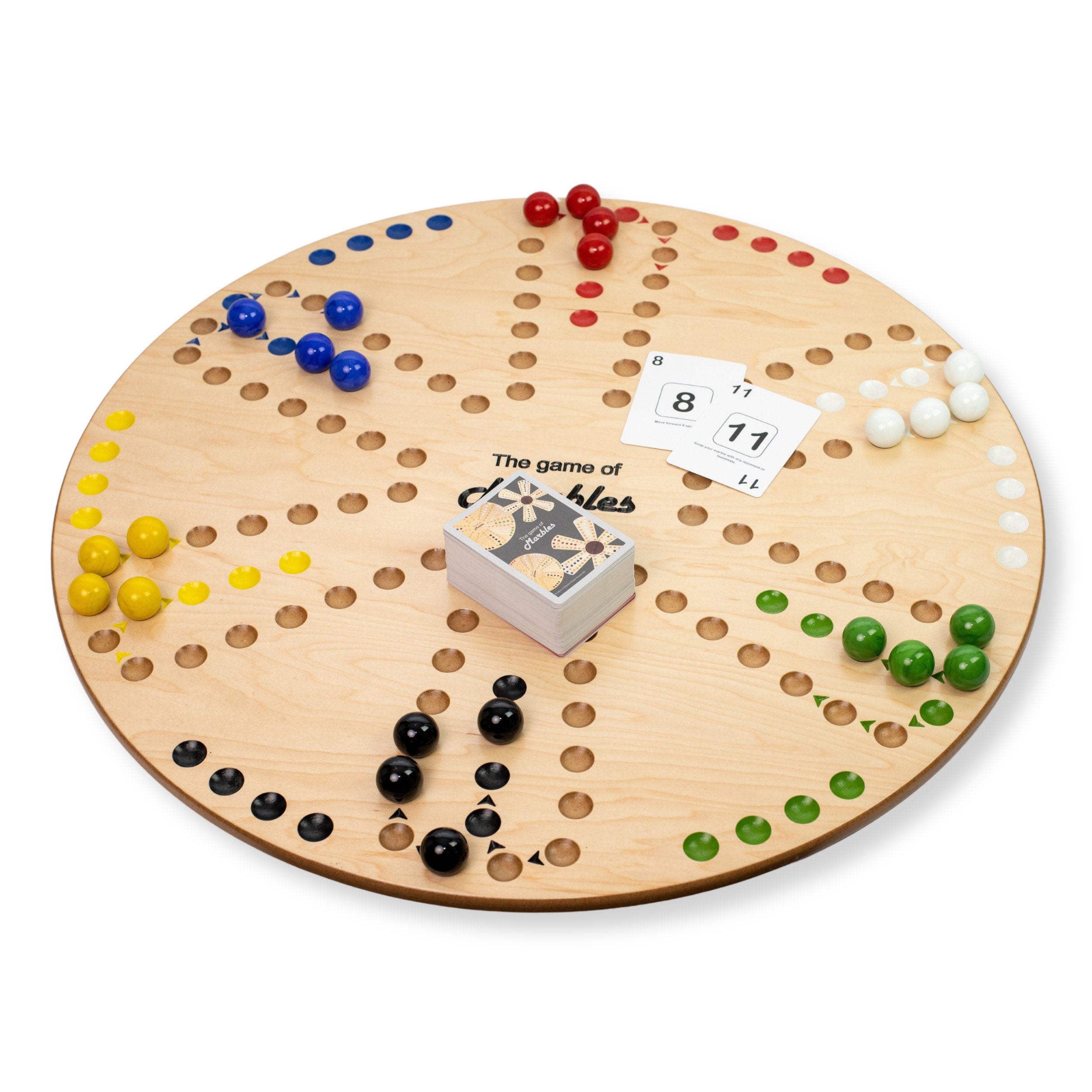 Marbles Board Game, Wooden Double Sided Round Marble Board Game, Wahoo Board Game, Family Friends Game Night Strategic Thinking