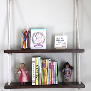 Modern Wood Rope Hanging Shelves: Nursery, Kitchen, Bathroom