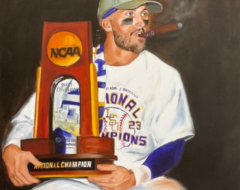 Dylan Crews LSU Baseball College World Series CWS Championship print by artist Chuck Braud