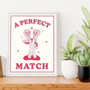 Retro Wall Art, A Perfect Match Digital Print, Retro Print, Wall Art, Digital Download