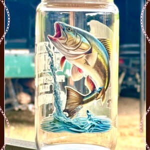 Great Fishing drinkglas - 16 oz, met deksel en rietje
