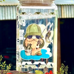 Visregels drinkglas - 16 oz, met deksel en rietje