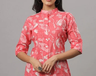 Women's Dress Shirt | Dress Shirts for Women | Women's Blouse Long Sleeved | Women's Buttoned Modern Top | Women's Floral Printed Shirt