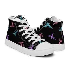 Women&#39;s Bird High-Top Sneakers: Original Digital Art