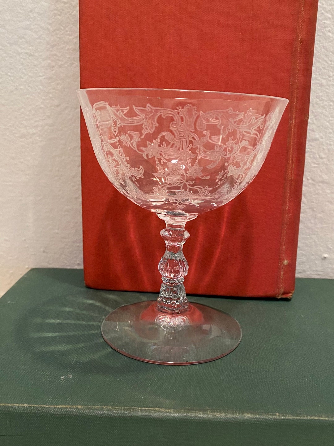 Vintage Fostoria Navarre Etched Crystal Sherbet Glasses Set of
