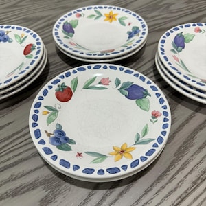 Vintage Pfaltzgraff Summer Garden 7.5in Salad Plates- Set of 10