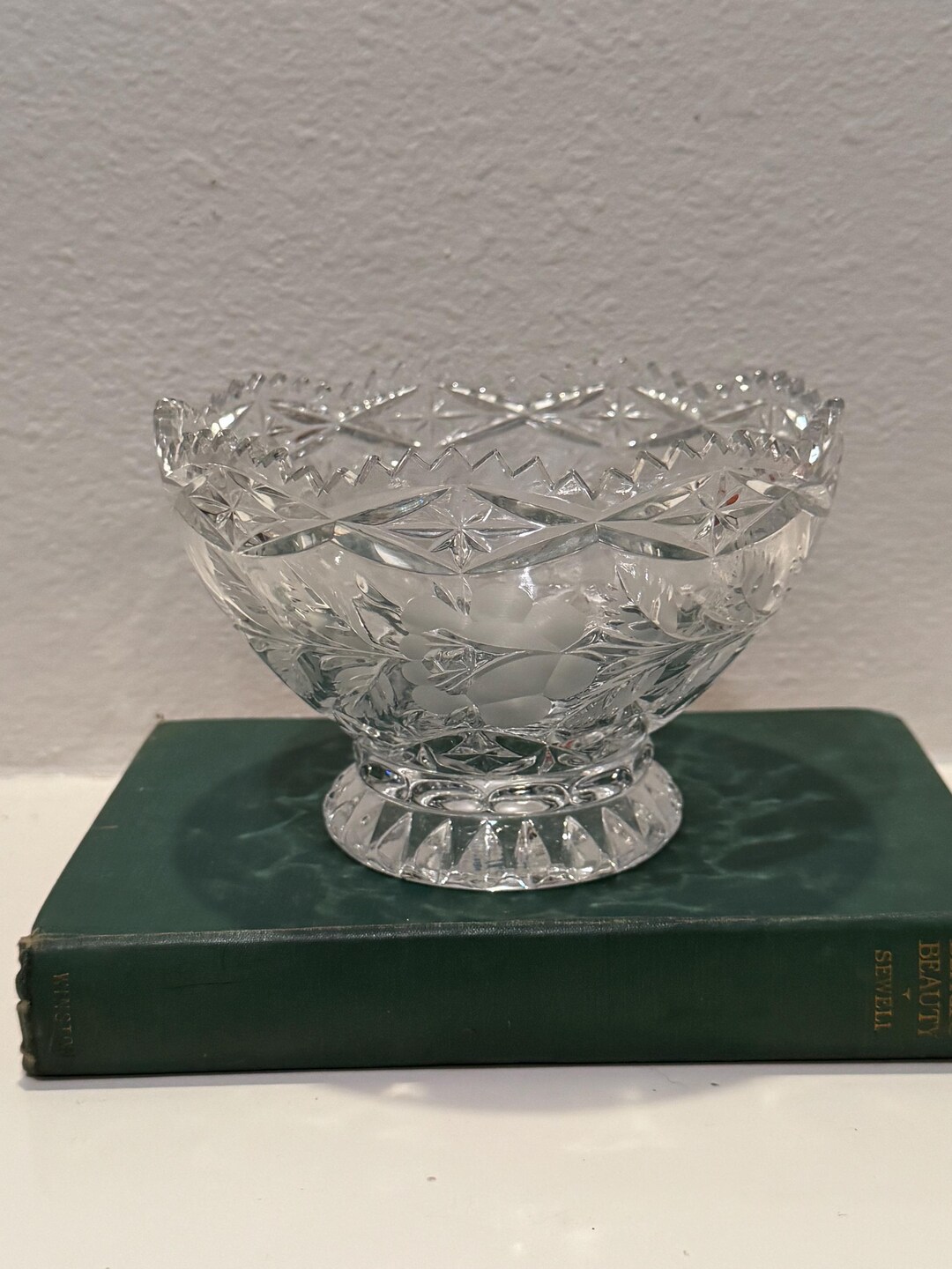 特大 クリスタルボウルLAUSITZERドイツ磁器BLEIKRISTALL24% Vintage 24 Lead Crystal Lausitzer Bowl/vase With Etched Roses