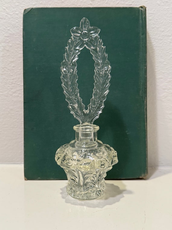 Vintage Pressed Clear Glass Flower Themed Perfume… - image 1