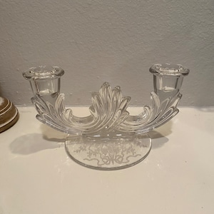Fostoria Baroque Corsage Etched Double Candlestick Holder
